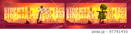Set of stop war cartoon banner vector illustration 97791450