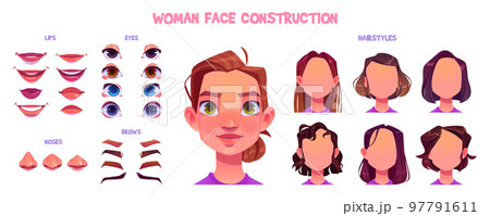 Woman face construction set, avatar generator 97791611