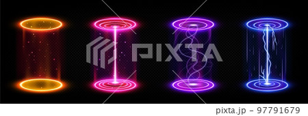 Futuristic portals, magic hologram teleports set 97791679