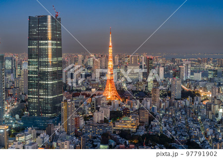 港区から見た東京タワーが見える夜景 97791902