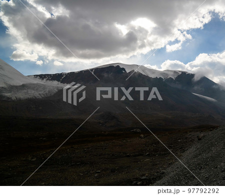 Panoramic view to Barskoon pass, river and gorge and Sarymoynak pass, Jeti-Oguz, Kyrgyzstan 97792292