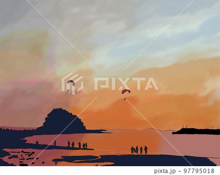 日没 夕日 デザイン 97795018