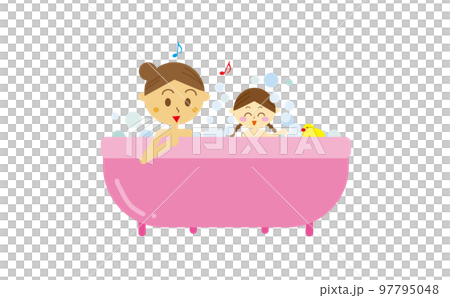 Illustration of a mother happily taking a bubble bath with her daughter Bath time Bathing Parenting Family Living Illustration of a mother happily taking a bubble bath with her daughter Bath time Bathing Parenting Family Living 97795048