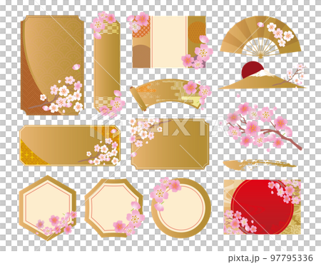 櫻花春天花瓣框架框架 櫻花春天花瓣框架框架 97795336