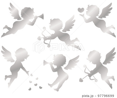 キューピットの金色シルエットイラストセット キューピットの金色シルエットイラストセット 97796699