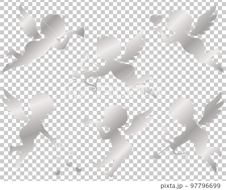 キューピットの金色シルエットイラストセット キューピットの金色シルエットイラストセット 97796699