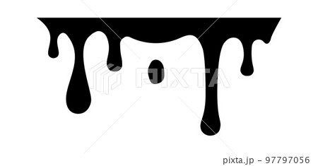 Drip of honey, melt drop. Black chocolate. Vector ink paint liquid. Sause syrip shape set 97797056