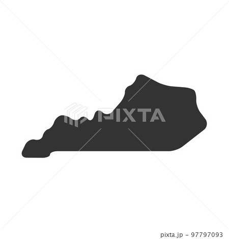 Kentucky state of United States of America, USA. Simplified thick black silhouette map with rounded corners. Simple flat vector illustration Kentucky state of United States of America, USA. Simplified thick black silhouette map with rounded corners. Simple flat vector illustration 97797093