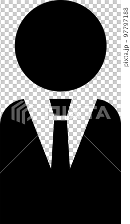 スーツ姿の人のシンプルなモノクロイラスト 97797188