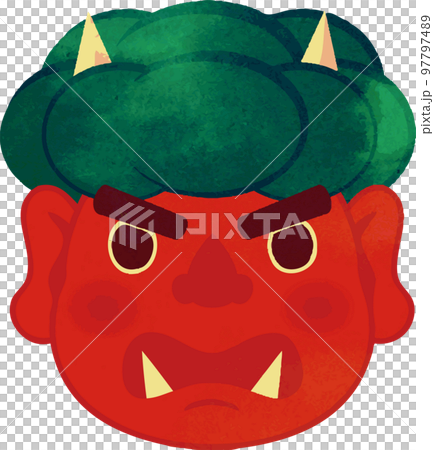 Setsubun ogre mask watercolor illustration... - Stock Illustration ...