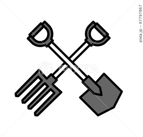 Illustration Vector Graphic of Shovel and Fork Icon Illustration Vector Graphic of Shovel and Fork Icon 97797867