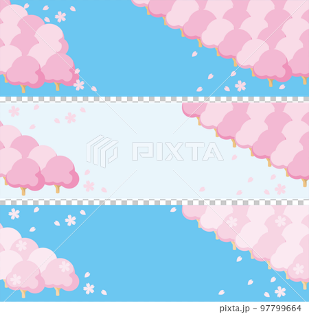 Banner spring sakura cherry blossom isometric frame background copy space illustration material set 97799664