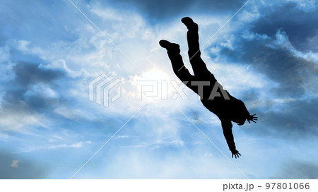 person falling down from the sky