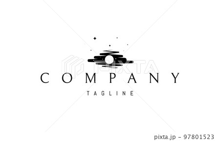 Vector logo on which an abstract image of the moon in the sky with stars. Vector logo on which an abstract image of the moon in the sky with stars. 97801523
