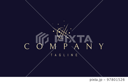 Vector golden logo on which an abstract image of geometric shapes in the form of open space. Vector golden logo on which an abstract image of geometric shapes in the form of open space. 97801526