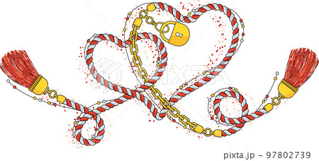 Two Hearts Intertwined. Rope Linked hearts. Continuous line vector illustration 97802739