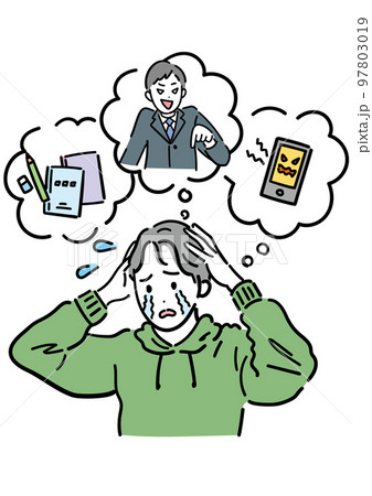 悩み事がある男子学生 悩み事がある男子学生 97803019