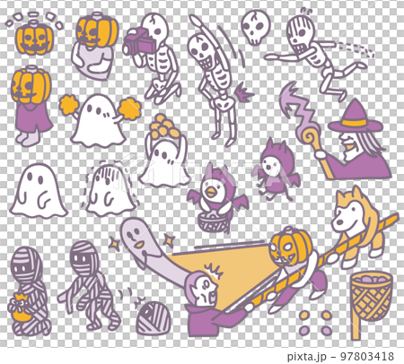 萬聖節人物素材幽靈南瓜練習木乃伊 97803418