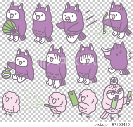 フクロウ　キャラクター素材　梟　雛 97803420