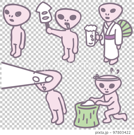 宇宙人　キャラクター素材　全身 97803422