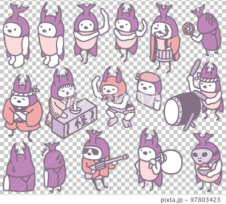 カブトムシ クワガタ キャラクター素材 甲虫 カブトムシ クワガタ キャラクター素材 甲虫 97803423