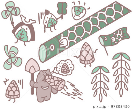 五月のイメージ 柏餅 鯉のぼり 筍 藤 五月のイメージ 柏餅 鯉のぼり 筍 藤 97803430