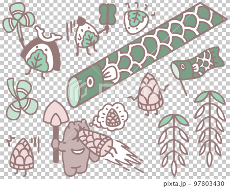 Image of May: Kashiwamochi, carp streamers, bamboo shoots, and wisteria 97803430