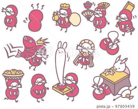 ダルマ　キャラクター　正月　達磨　しめ縄　コタツ 97803439