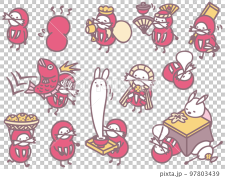 ダルマ　キャラクター　正月　達磨　しめ縄　コタツ 97803439