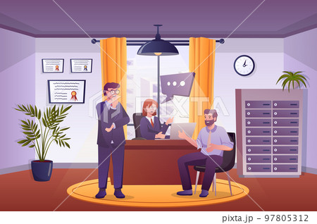 Work Interview Cartoon Vector Illustration 97805312