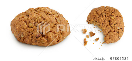 oatmeal cookies with flax, pumpkin and sunflower seeds with full depth of field. Top view. Flat lay oatmeal cookies with flax, pumpkin and sunflower seeds with full depth of field. Top view. Flat lay 97805582