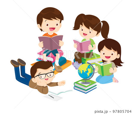 Happy Children reading book Back to School Concept kids and book Happy Children reading book Back to School Concept kids and book 97805704