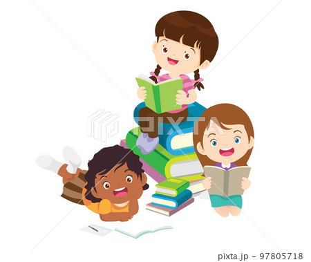 Happy Children reading book Back to School Concept kids and book 97805718