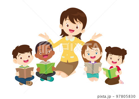 Happy Children reading book Back to School Concept kids and book 97805830