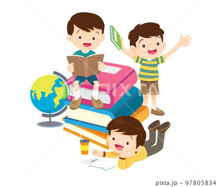 Happy Children reading book Back to School Concept kids and book Happy Children reading book Back to School Concept kids and book 97805834