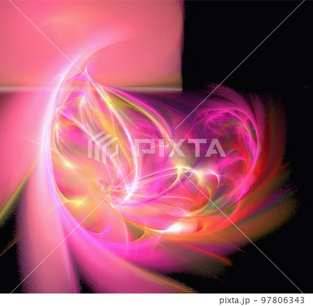 bright pink-red abstract pattern on black, color digital graphics, background, design 97806343
