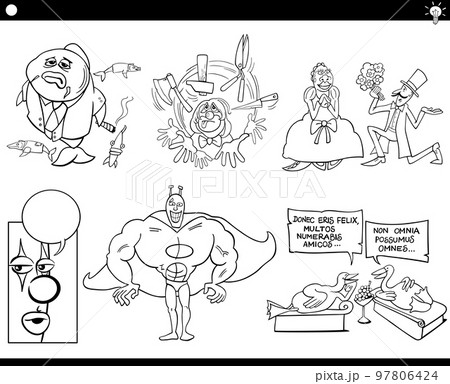 cartoon concepts or proverbs with comic characters set 97806424