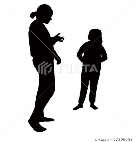 girl making chat, silhouette vector girl making chat, silhouette vector 97806658