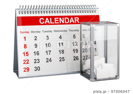 Ballot box with desk calendar, 3D rendering 97806847