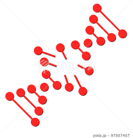 生物細胞のDNAが損傷して分子崩壊するイラスト 97807487