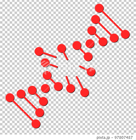 生物細胞のDNAが損傷して分子崩壊するイラスト 97807487