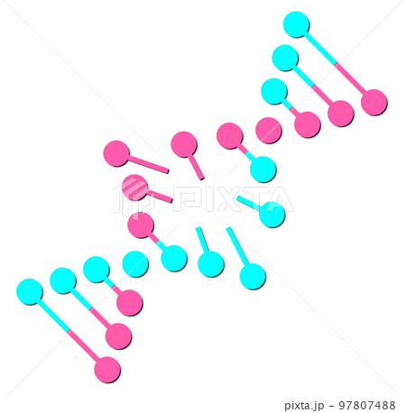 生物細胞のDNAが損傷して分子崩壊するイラスト 97807488