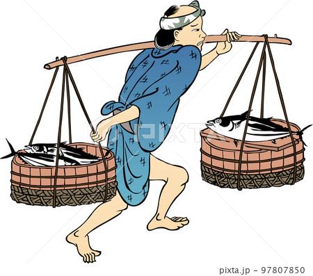 浮世絵 魚を売る人 その2 浮世絵 魚を売る人 その2 97807850