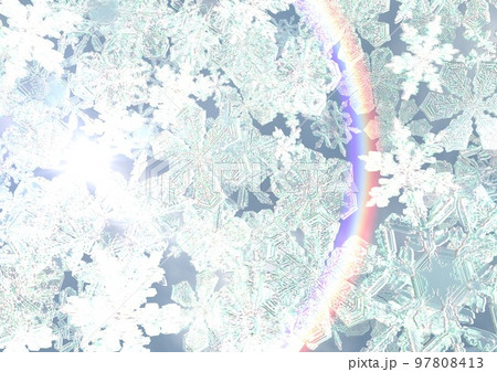 雪の結晶　空　ハロ　虹　風景　背景　壁紙(3DCG) 97808413