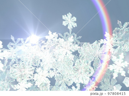雪の結晶　空　ハロ　虹　風景　背景　壁紙(3DCG) 97808415