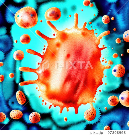 Abstract pathogenic virus cell, cancer cell under microscope, digital illustration Abstract pathogenic virus cell, cancer cell under microscope, digital illustration 97808968