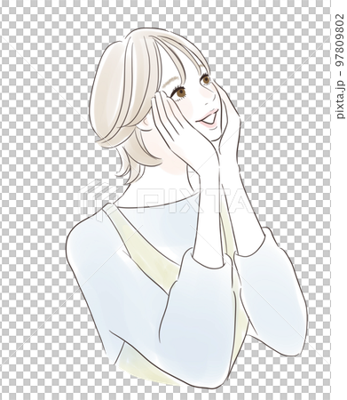 Skin care A smiling woman who is enchanted and smiles 97809802