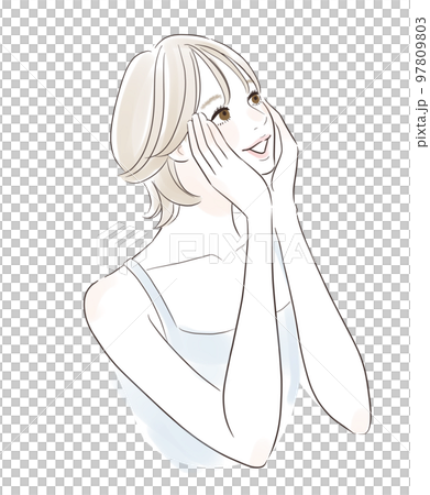 Skin care A smiling woman who is enchanted and smiles Skin care A smiling woman who is enchanted and smiles 97809803