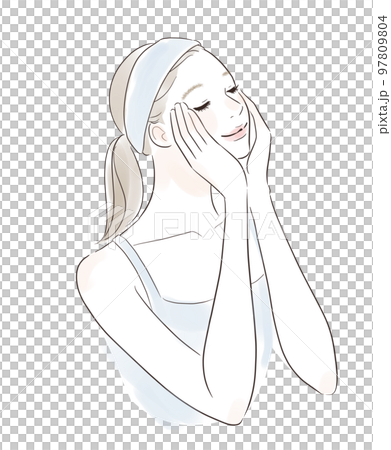 Skin care: A woman with a smile who closes her eyes in enchantment 97809804