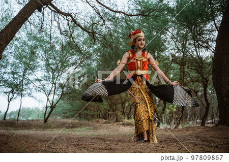 women presenting traditional Javanese dance movements women presenting traditional Javanese dance movements 97809867